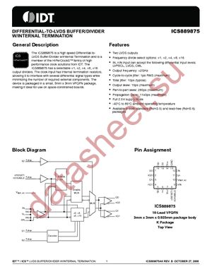 ICS889875AKLF datasheet  